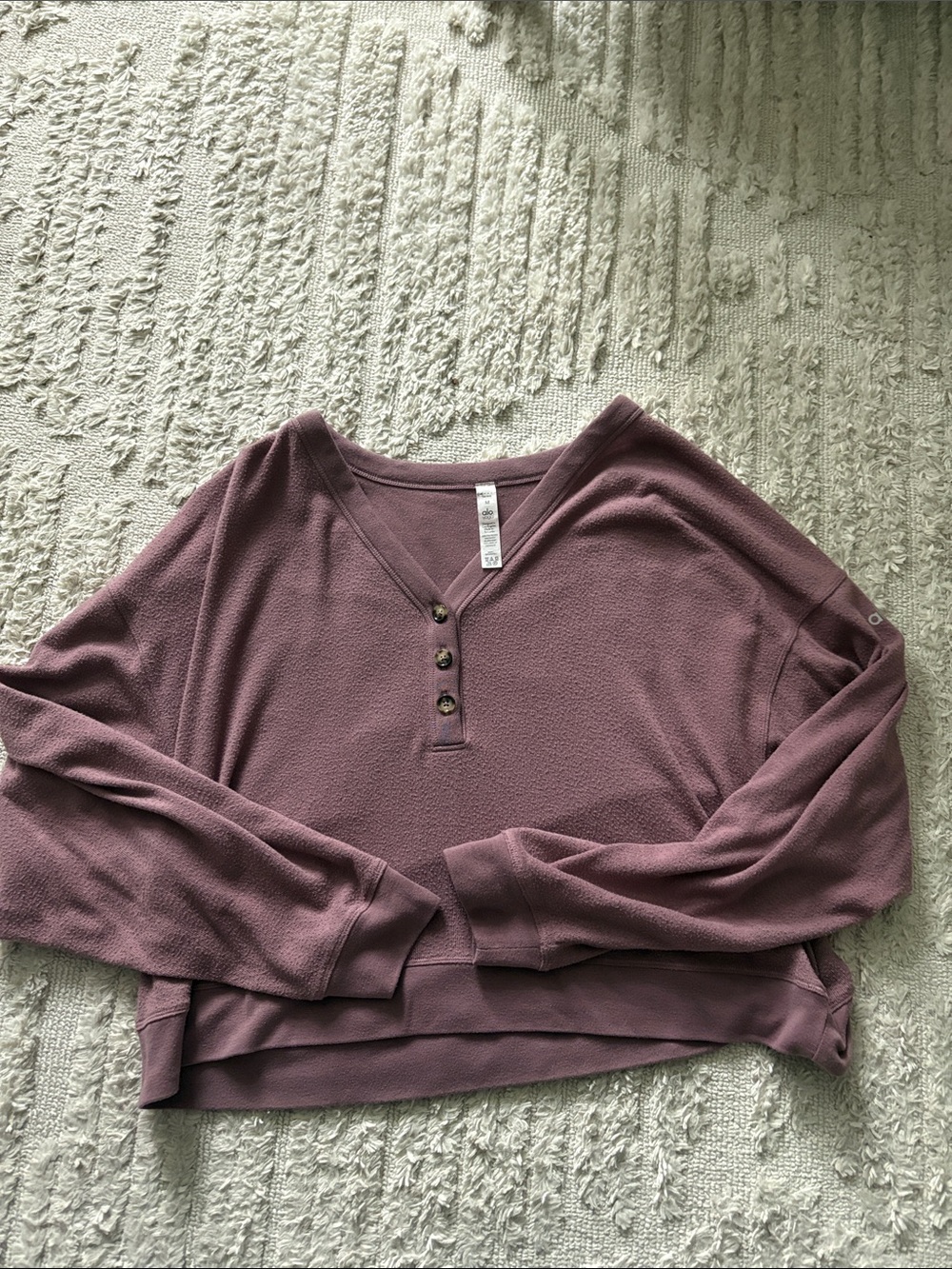 ALO Yoga Dusty Mauve Henley Pullover Sweatshirt